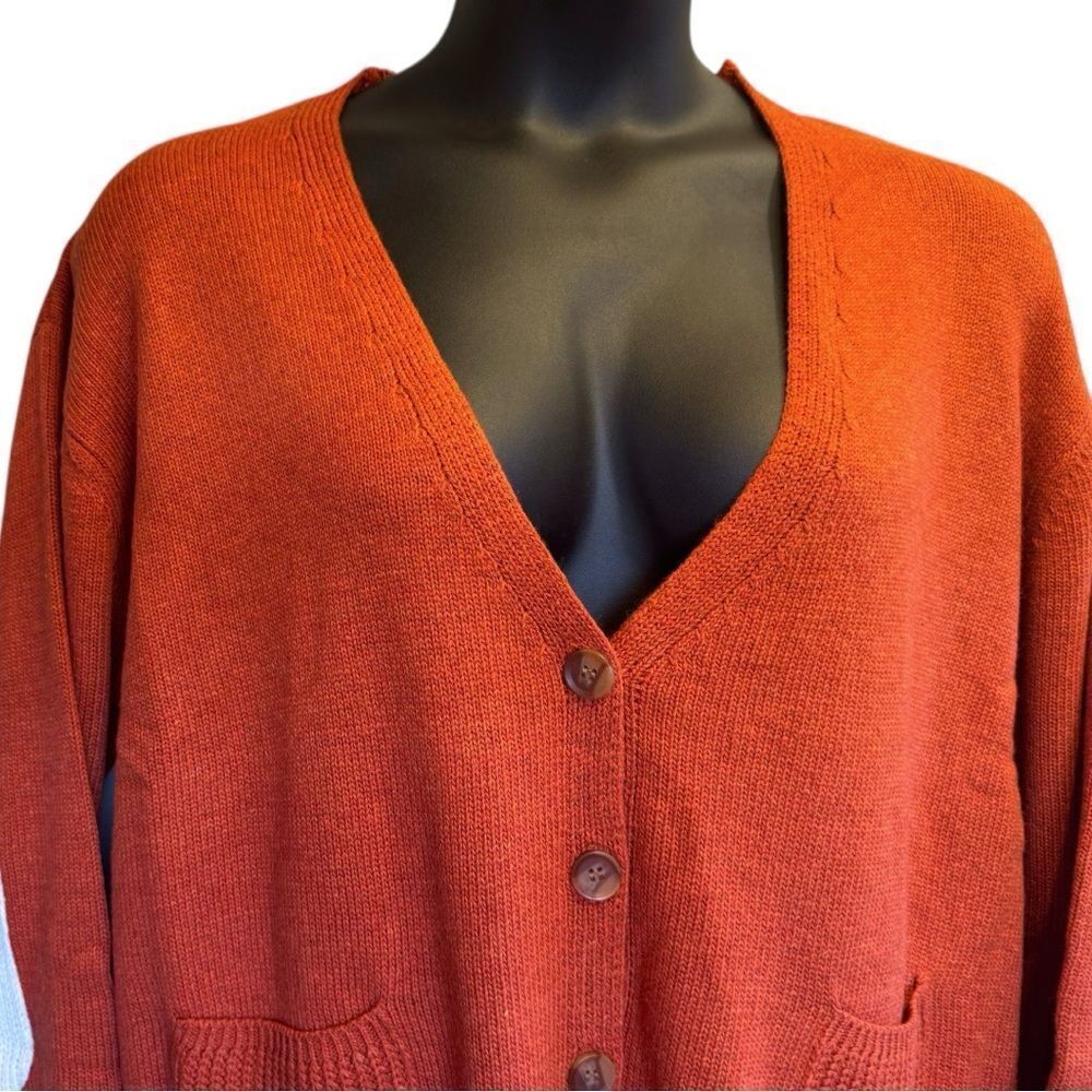 Orange/Red Long Sleeve V Neck Button Down Cardigan 2XL/3XL NWT - Heimish - Picture 12 of 15